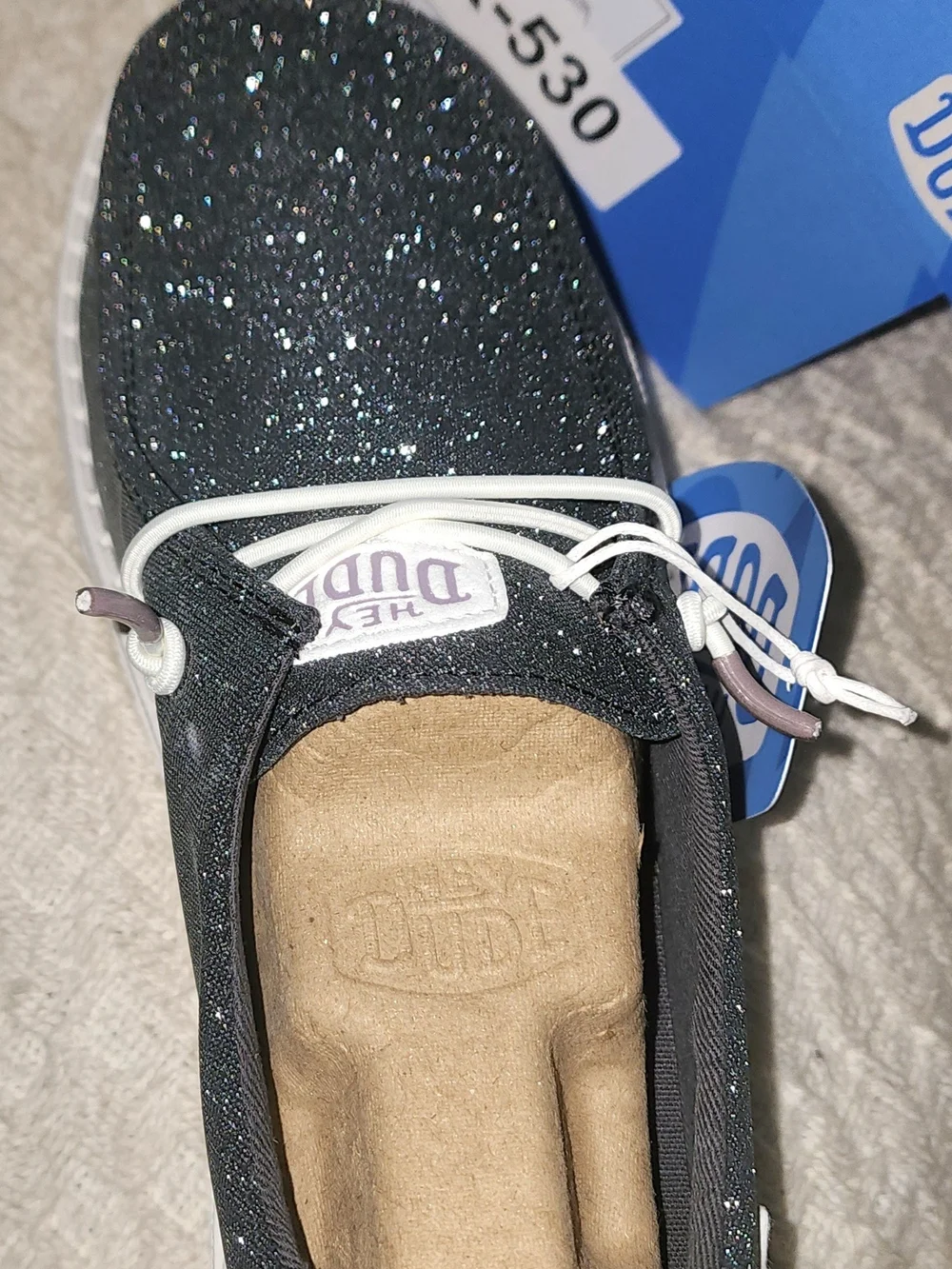 Hey Dude Wally Sparkle Slip-On Shoes - Black with White Speckle Sz 7 NIB - Picture 6 of 9